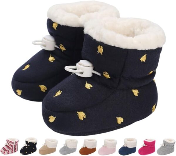Zimowe Buciki Niemowlęce Ocieplane Polarem Kapcie Niechodki Antypoślizgowe 0-18 M (Unisex)