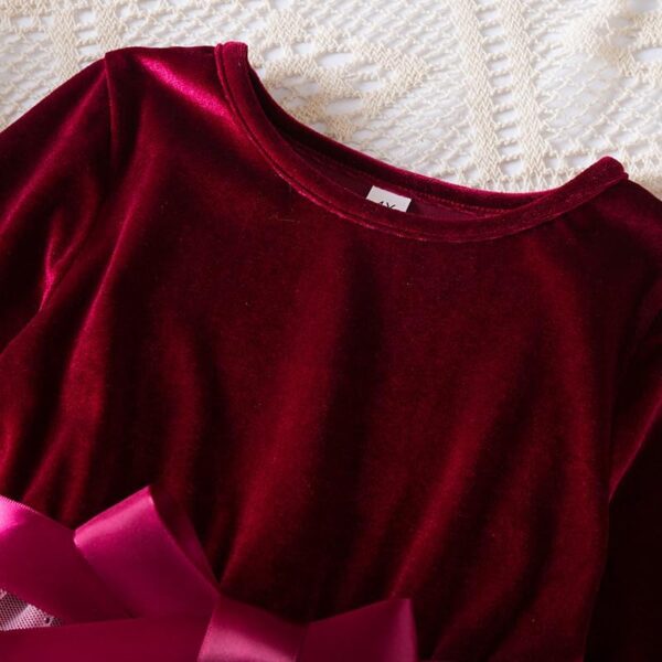 JiAmy Sukienka Dziewczęca Długi Rękaw Aksamit Cekiny Gwiazdki Tiul (3-7 Lat) Święta Wesele