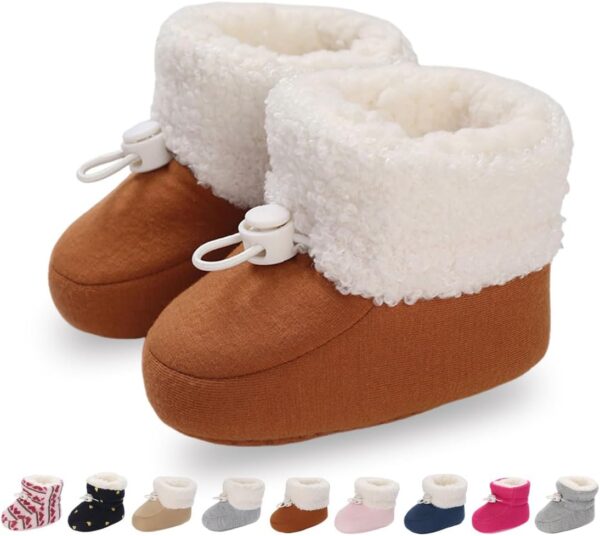 Zimowe Buciki Niemowlęce Ocieplane Polarem Kapcie Niechodki Antypoślizgowe 0-18 M (Unisex)