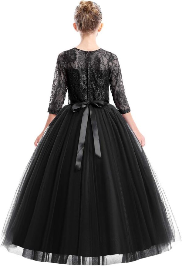 Sukienka Wizytowa Koronka Tiul Rękaw 3/4 Komunia Wesele Urodziny (2-14 Lat)