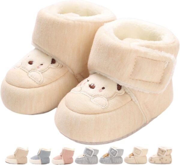 Zimowe Buciki Niemowlęce Ocieplane Polarem Kapcie Niechodki Antypoślizgowe 0-18 M (Unisex)