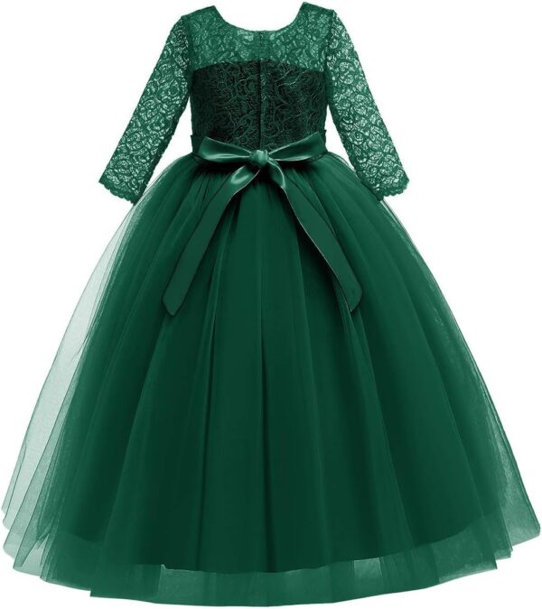 Sukienka Wizytowa Koronka Tiul Rękaw 3/4 Komunia Wesele Urodziny (2-14 Lat)