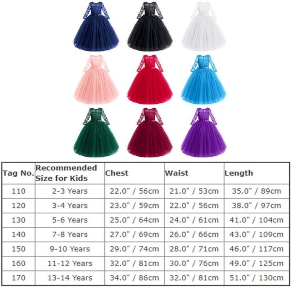 Sukienka Wizytowa Koronka Tiul Rękaw 3/4 Komunia Wesele Urodziny (2-14 Lat)