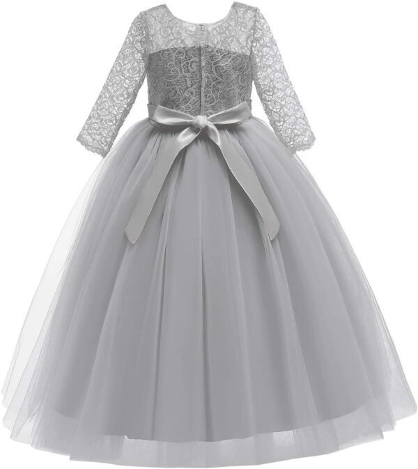 Sukienka Wizytowa Koronka Tiul Rękaw 3/4 Komunia Wesele Urodziny (2-14 Lat)