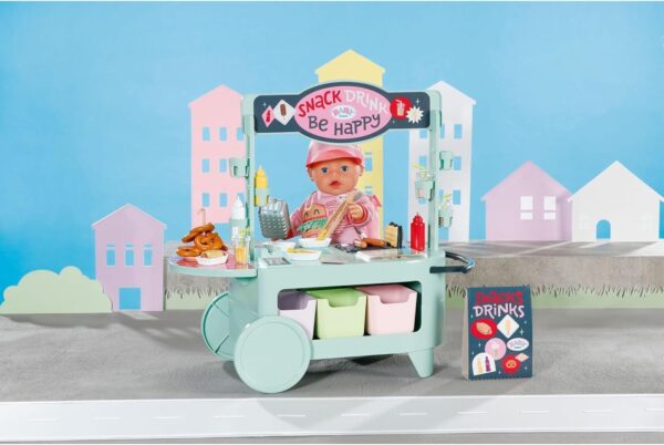 Stoisko z Jedzeniem dla Lalek, Dźwięki Gotowania, 25 Akcesoriów