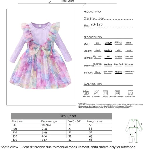 Sukienka Dziewczęca Prążkowana Długi Rękaw Na Każde Święta (1-6) Lat