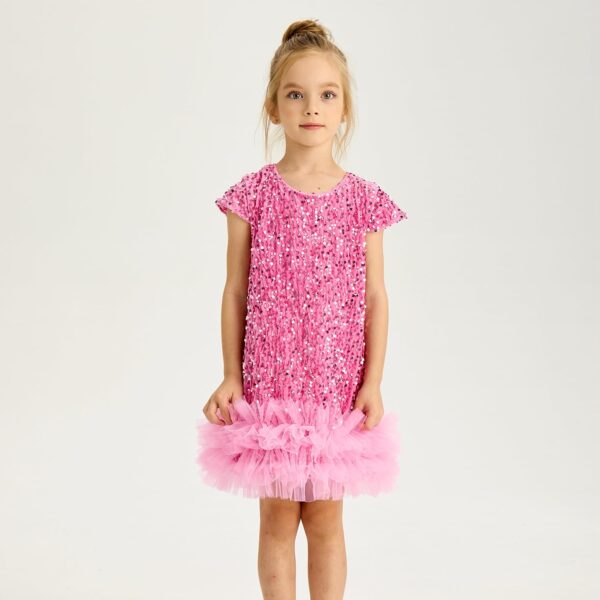 Miipat Elegancka Sukienka Dziewczęca Aksamit/Cekiny Tiul Księżniczka na Wesele Urodziny Święta