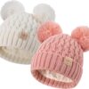 71AjubArAPL._AC_SL1500_-1.jpg Zestaw 2 Czapki Zimowe Dziecięce (0-36 M) Podwójny Pompon Ciepły Akryl Polar (Unisex)