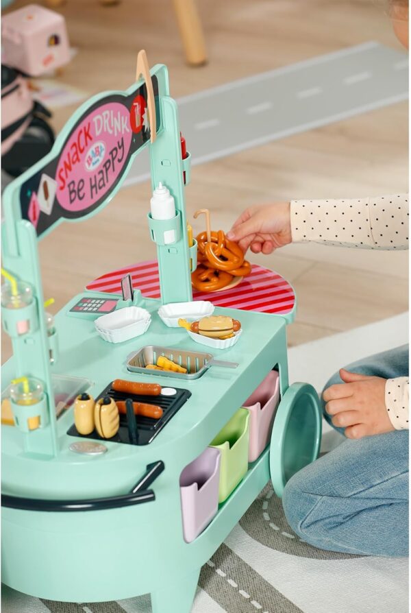 Stoisko z Jedzeniem dla Lalek, Dźwięki Gotowania, 25 Akcesoriów