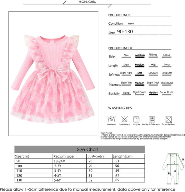 Sukienka Dziewczęca Prążkowana Długi Rękaw Na Każde Święta (1-6) Lat