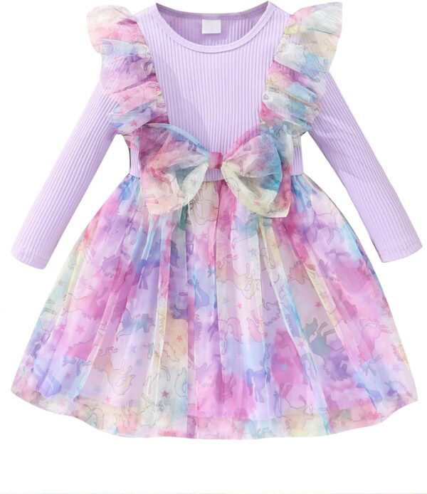 Sukienka Dziewczęca Prążkowana Długi Rękaw Na Każde Święta (1-6) Lat