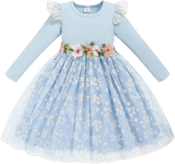 JiAmy Sukienka Dziewczęca Długi Rękaw Aksamit Cekiny Gwiazdki Tiul (3-7 Lat) Święta Wesele