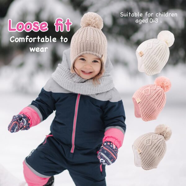 Zestaw Zimowy Czapka i Szalik Dziecięcy Dziewczęcy z Pomponem (0-36 miesięcy) Ciepłe Nauszniki