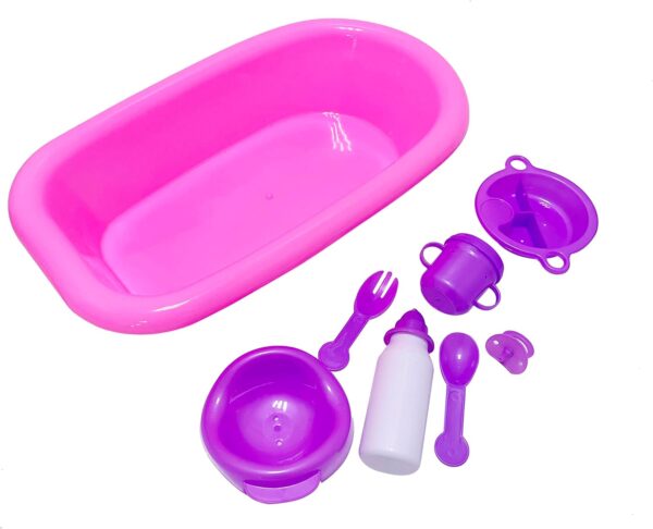 71YLnsgBP-L._AC_SL1500_.jpg Zestaw Ram® Akcesoria dla Lalek 8 el. do Kąpieli i Karmienia Zabawa w Dom