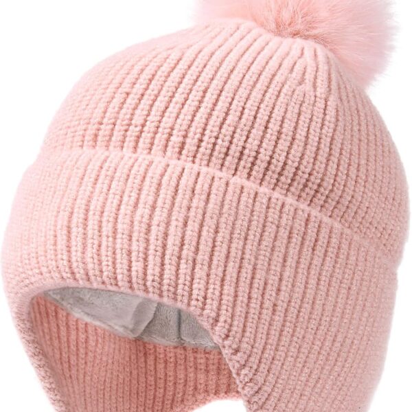 FURTALK Czapka Zimowa Dziecięca (Unisex) Z Nausznikami Polar i Odpinany Pompon (0-6 Lat)