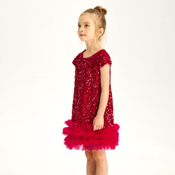 Miipat Elegancka Sukienka Dziewczęca Aksamit/Cekiny Tiul Księżniczka na Wesele Urodziny Święta