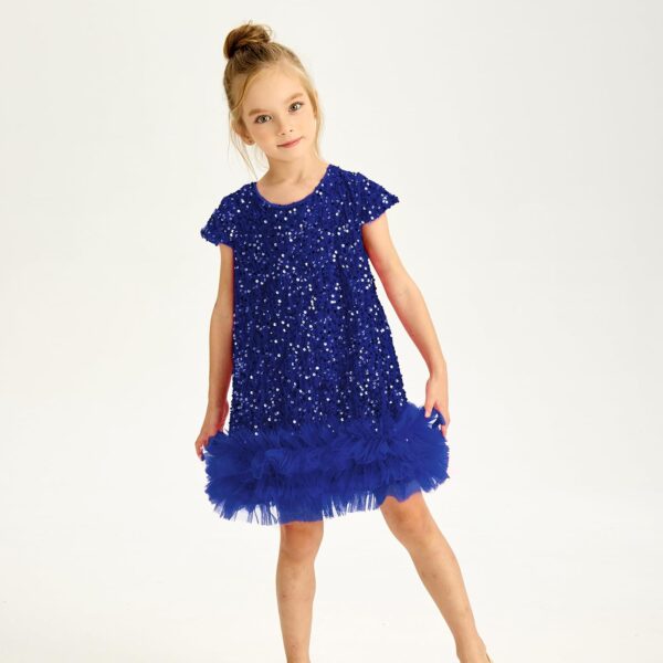 Miipat Elegancka Sukienka Dziewczęca Aksamit/Cekiny Tiul Księżniczka na Wesele Urodziny Święta