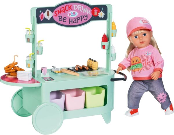 Stoisko z Jedzeniem dla Lalek, Dźwięki Gotowania, 25 Akcesoriów