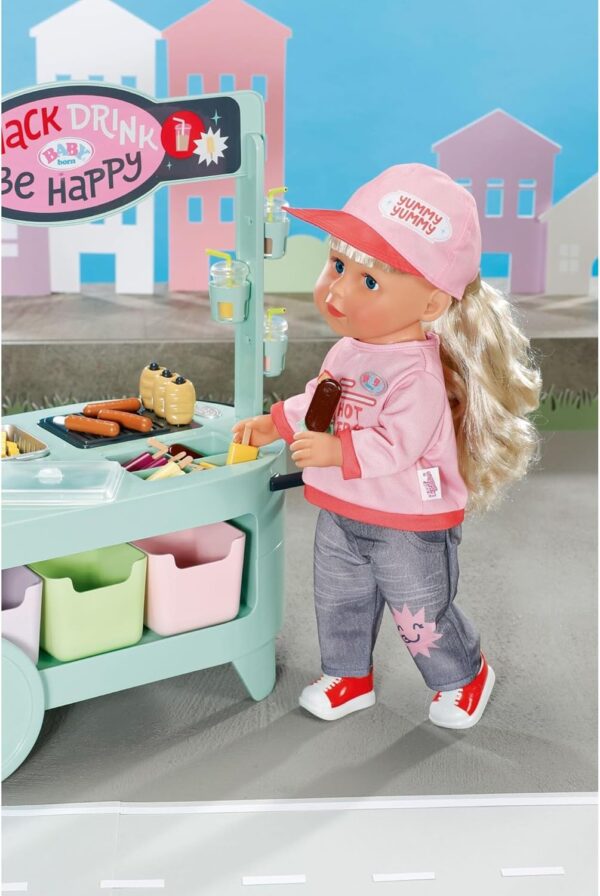 Stoisko z Jedzeniem dla Lalek, Dźwięki Gotowania, 25 Akcesoriów