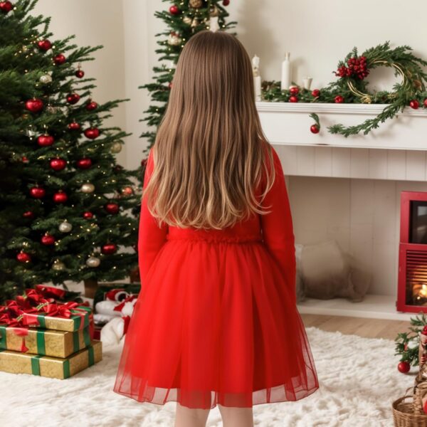 JiAmy Sukienka Dziewczęca Długi Rękaw Aksamit Cekiny Gwiazdki Tiul (3-7 Lat) Święta Wesele