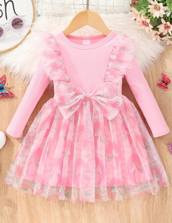 Sukienka Dziewczęca Prążkowana Długi Rękaw Na Każde Święta (1-6) Lat