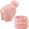 Zestaw Zimowy Czapka i Szalik Dziecięcy Dziewczęcy z Pomponem (0-36 miesięcy) Ciepłe Nauszniki