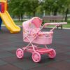 Wózek dla Lalek BabyBoo Junior Roamer 2w1, Gondola, Regulowana Rączka/Budka, Różowa Dżungla
