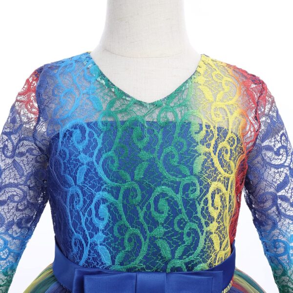 Sukienka Wizytowa Koronka Tiul Rękaw 3/4 Komunia Wesele Urodziny (2-14 Lat)