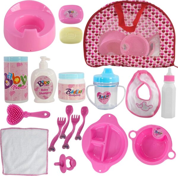 Zestaw BiBi Doll Akcesoria dla Lalek 18 el. Karmienie i Pielęgnacja, Torba, Dla Dzieci 3+