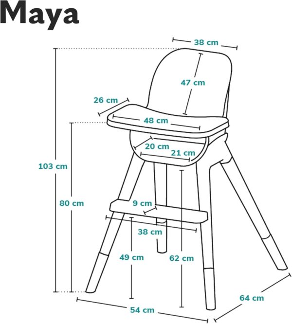 Lionelo Maya Krzesełko do karmienia 2w1 Drewniane do 25kg Szare