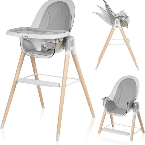 61Bcg9wylkL._AC_SL1500_ Lionelo Maya Krzesełko do karmienia 2w1 Drewniane do 25kg Szare