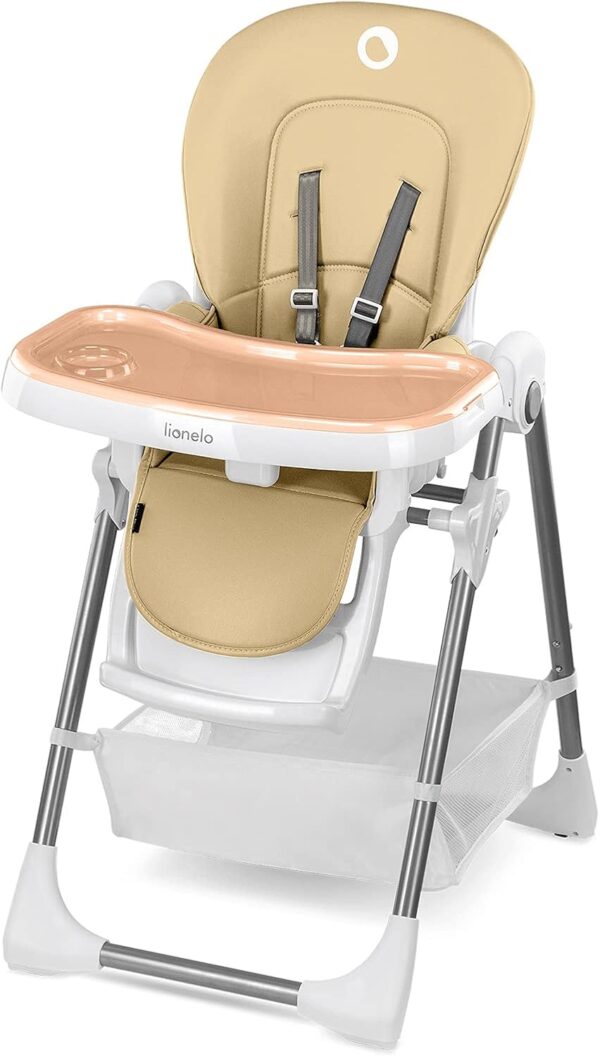 Lionelo Krzesełko do Karmienia Regulowane Beżowe do 15kg z Koszem