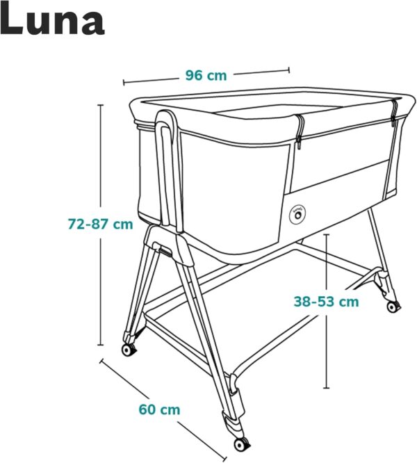 61QnBPpjQgL._AC_SL1500_-1 Lionelo Luna Łóżeczko Dostawne 2w1 Co-sleeping z Materacem Szare