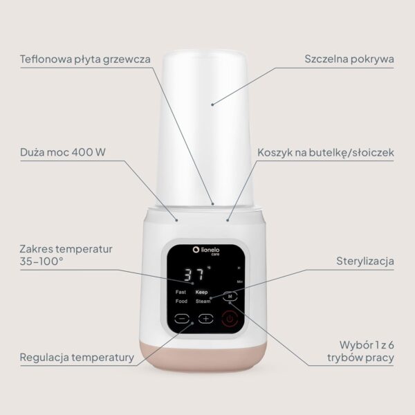 Lionelo Thermup 3.0 Podgrzewacz do butelek 6w1 Sterylizator 400W Cyfrowy