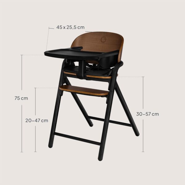 Lionelo Celia Krzesełko do karmienia Drewniane 2w1 do 90kg Szare