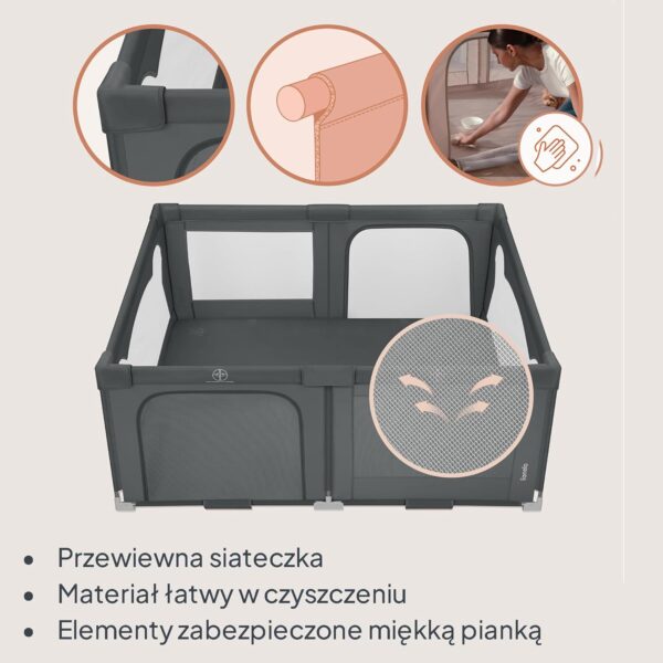 Lionelo Florence Kojec dla Dziecka 150x180 cm Easy Fold Składany Szary