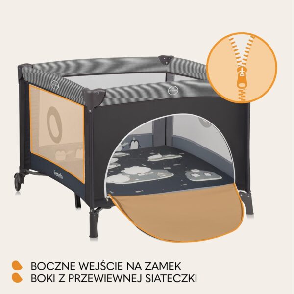 Lionelo Bonnie Kojec dla Dziecka 100x100 cm Składany z Materacem T25 Szary