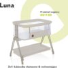 Lionelo Luna Łóżeczko Dostawne 2w1 Co-sleeping z Materacem Szare