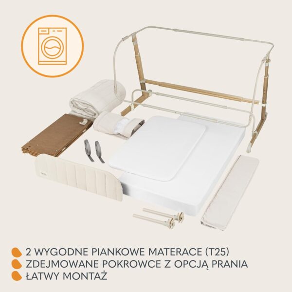 Lionelo Thomi Plus Łóżeczko 5w1 Dostawne Kojec Sofa do 100kg Beżowe