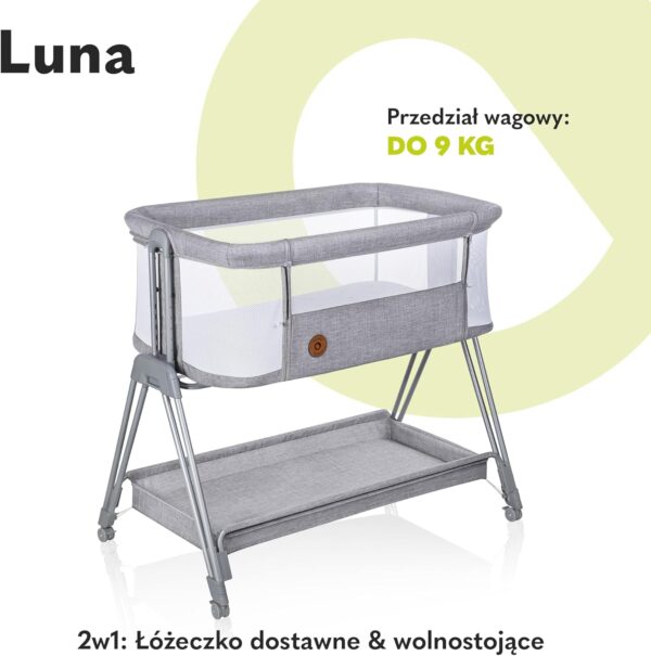 719b1sMlHbL._AC_SL1500_ Lionelo Luna Łóżeczko Dostawne 2w1 Co-sleeping z Materacem Szare