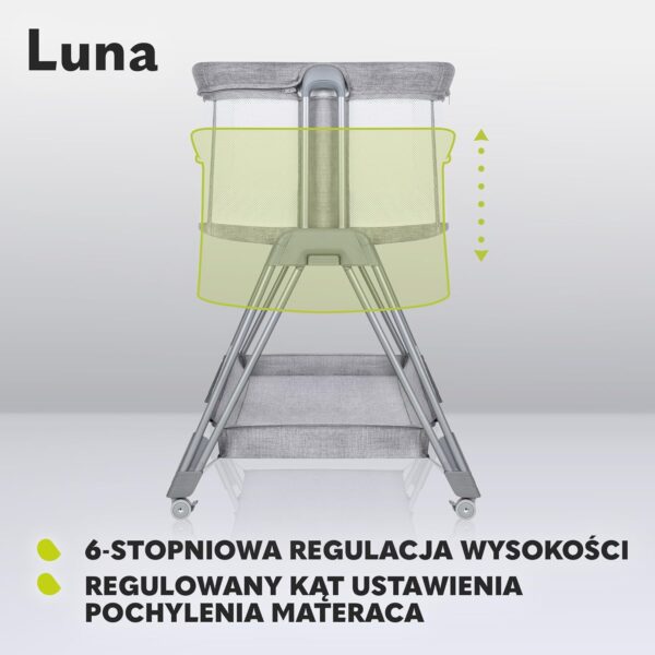 71AIf0SkRcL._AC_SL1500_ Lionelo Luna Łóżeczko Dostawne 2w1 Co-sleeping z Materacem Szare