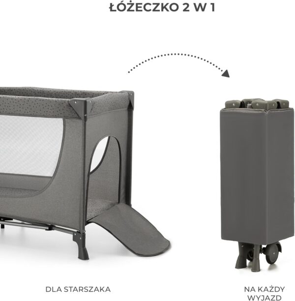 Kinderkraft JOY 2 Łóżeczko Turystyczne 2w1 Składane z Torbą Szare