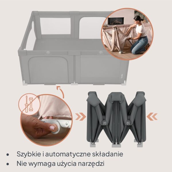 Lionelo Florence Kojec dla Dziecka 150x180 cm Easy Fold Składany Szary