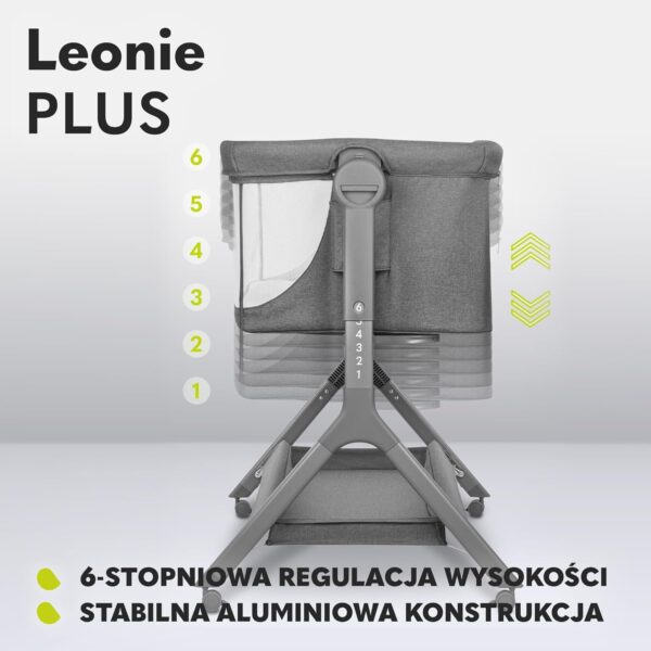 Lionelo Leonie Plus Łóżeczko Dostawne 3w1 z Funkcją Kołyski Szare