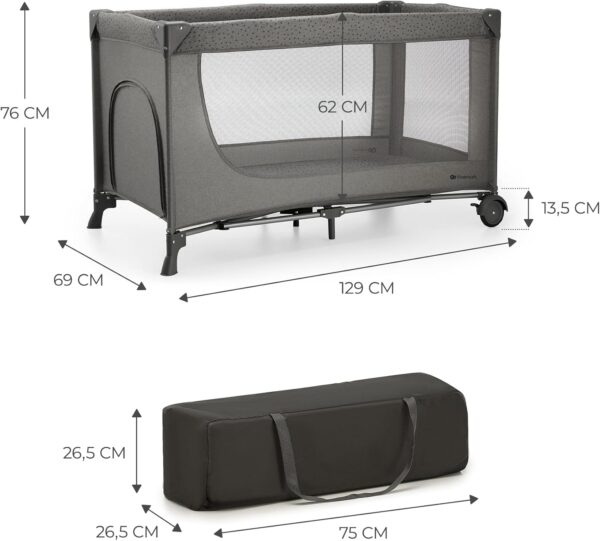 Kinderkraft JOY 2 Łóżeczko Turystyczne 2w1 Składane z Torbą Szare