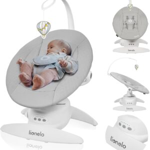 71IC9tKpdGL._AC_SL1500_ Lionelo Iris Bujaczek Elektryczny Obrotowy 360 stopni Szary do 9kg Pilot