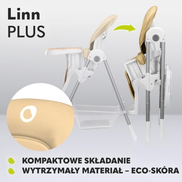 Lionelo Krzesełko do Karmienia Regulowane Beżowe do 15kg z Koszem