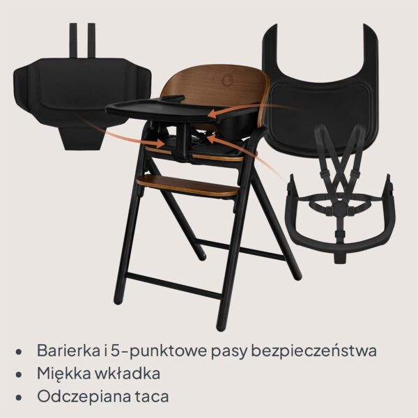 Lionelo Celia Krzesełko do karmienia Drewniane 2w1 do 90kg Szare