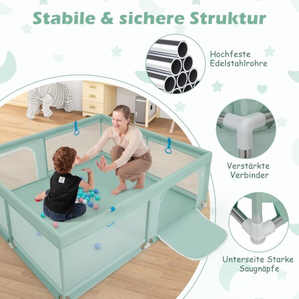 GOPLUS Kojec dla Dziecka 200x180 cm XXL z Piłkami i Materacem Szary