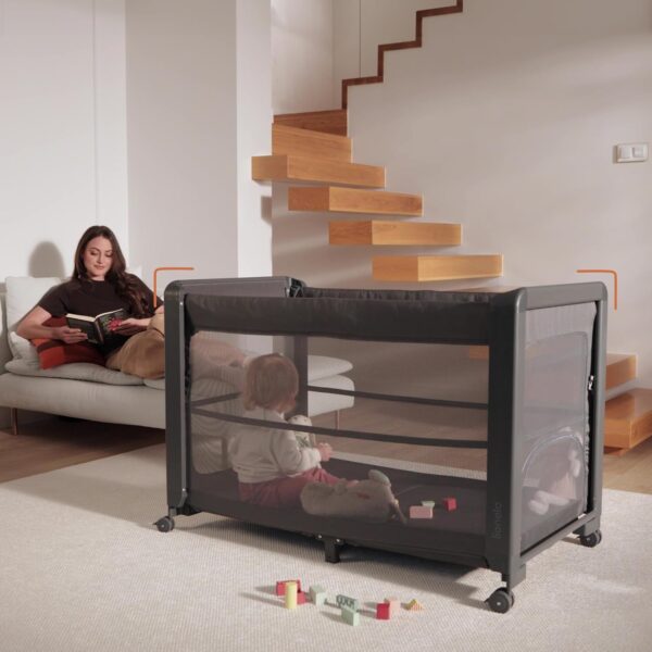 Lionelo Patty Łóżeczko Turystyczne i Dostawne 5w1 z Materacem Szare